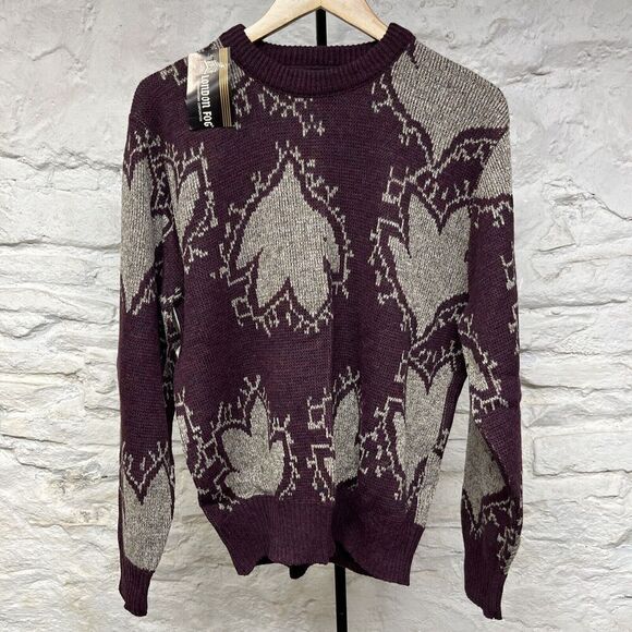 NWT Vtg 90s London Fog Crewneck Sweater Acrylic Wool Blend Floral Abstract USA - Picture 1 of 6